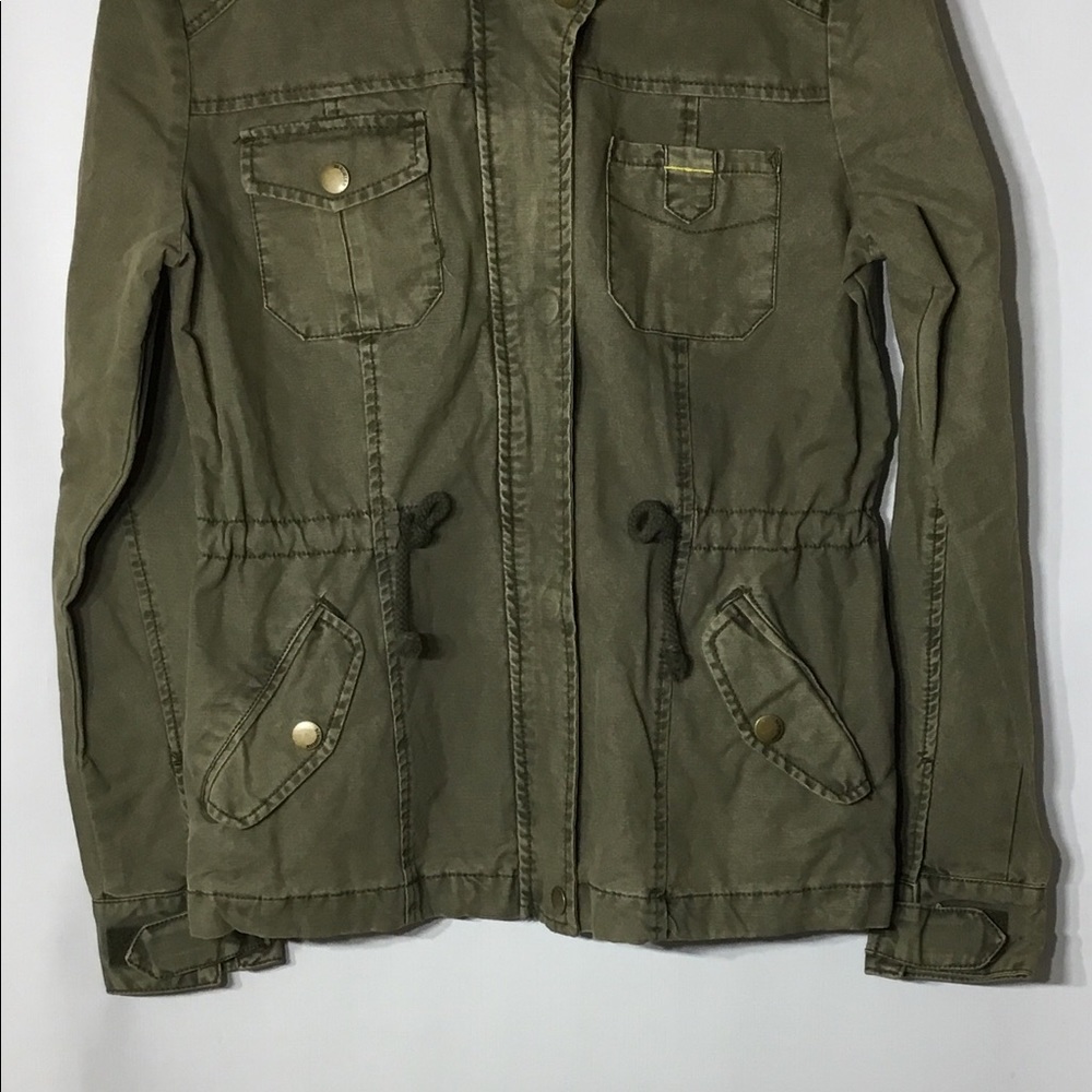 Olive Green Denim Lab Military Drawstring Jacket. - Picture 3 of 5